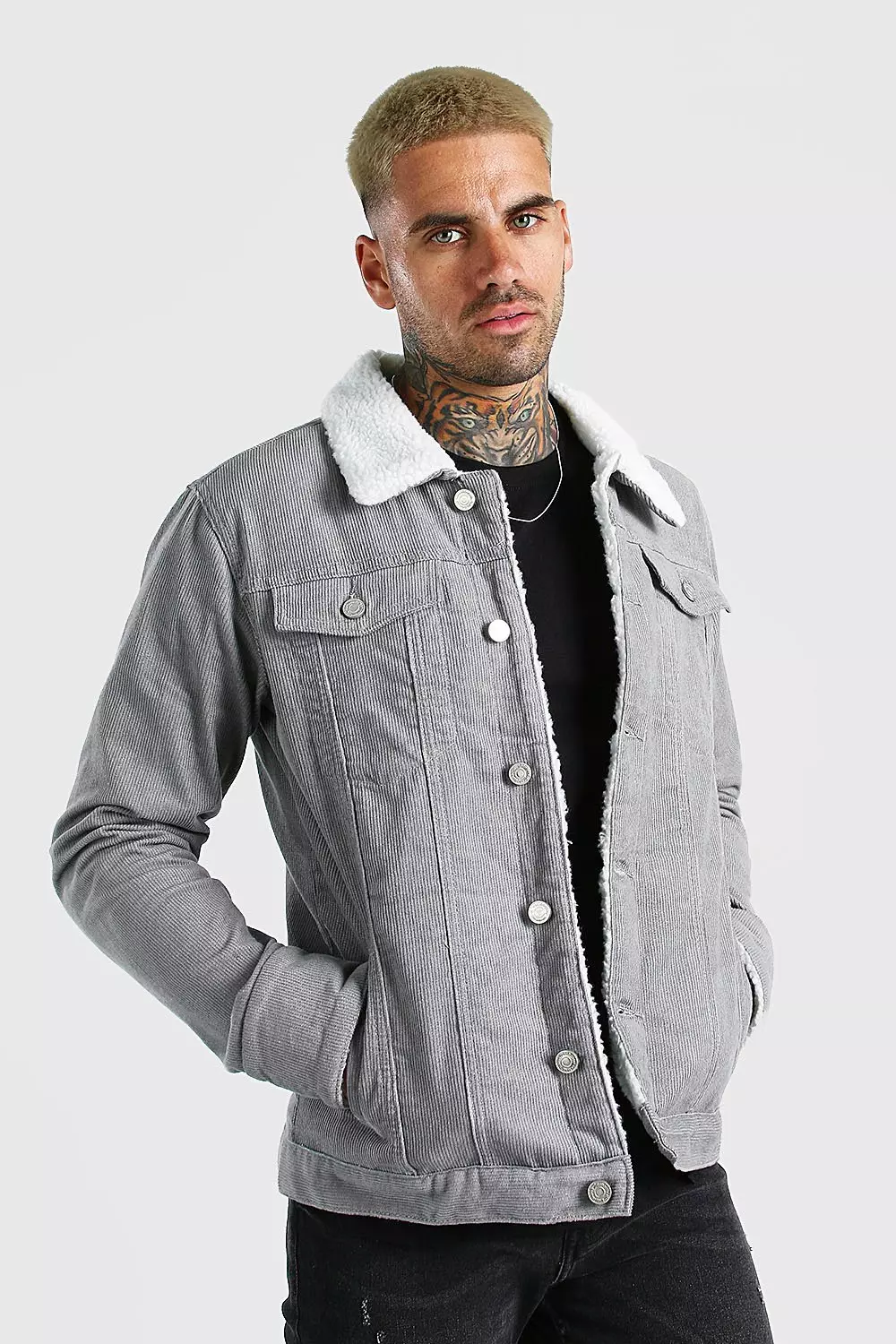 Corduroy Jacket With Borg Collar